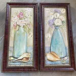 VTG Resins ArtPrint Kate McRostie StillLife Floral WallArt Decor Framed Lot Of 2